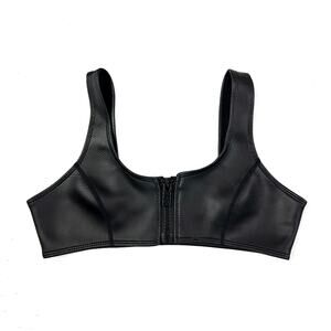 Hoaka Swimwear Neoprene Zipper Front Black Bikini Top Size S
